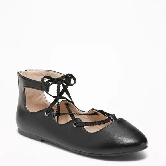 Faux-Leather Lace-Up Ballet Flats for Girls - Picture 2 of 8